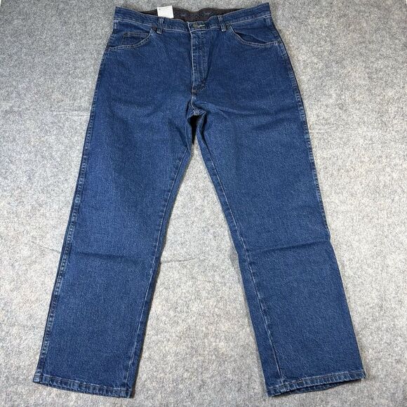 Wrangler Jeans Five Star 38X29 Medium Wash Denim Premium Regular Fit Stretch - Picture 1 of 13